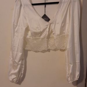 White long sleeve top